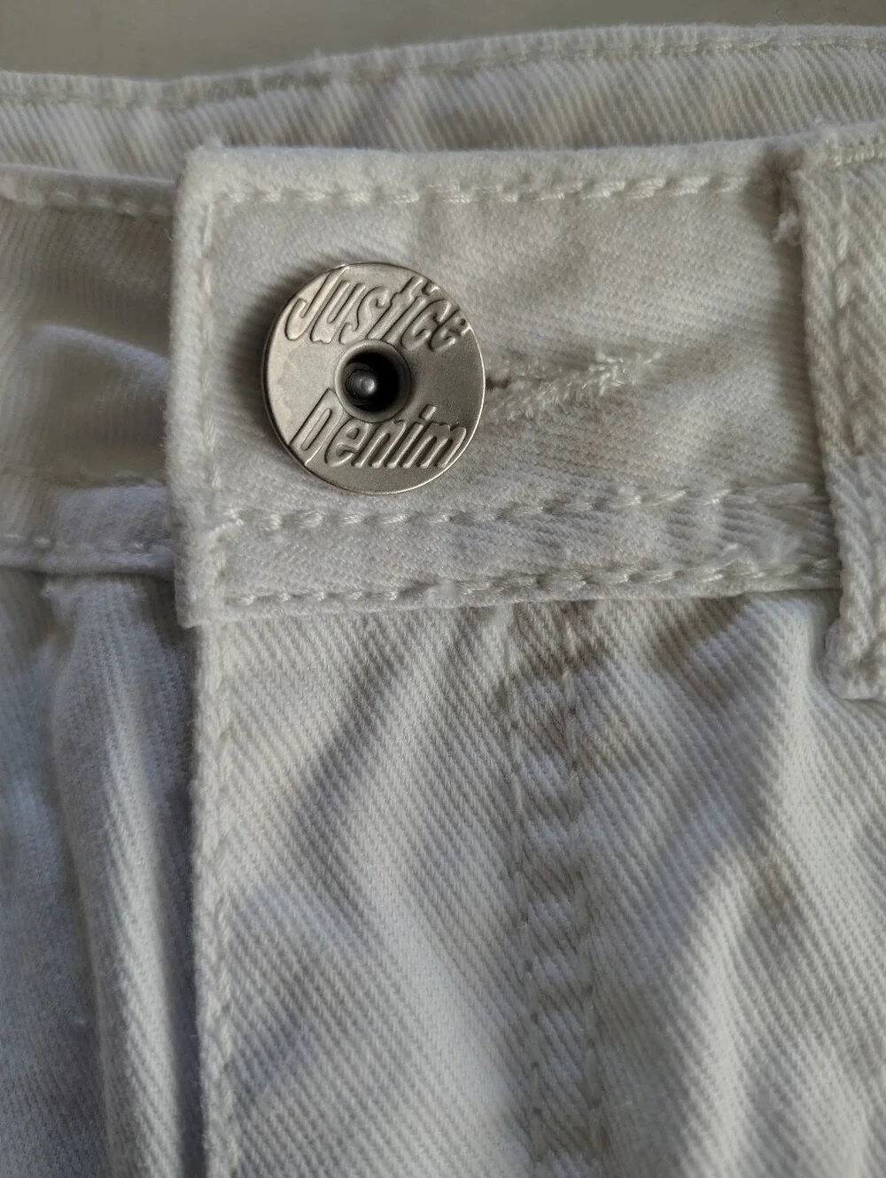 Justice 100% Cotton White Denim Distressed Fringe Shorts Size 14 Slim Girls
